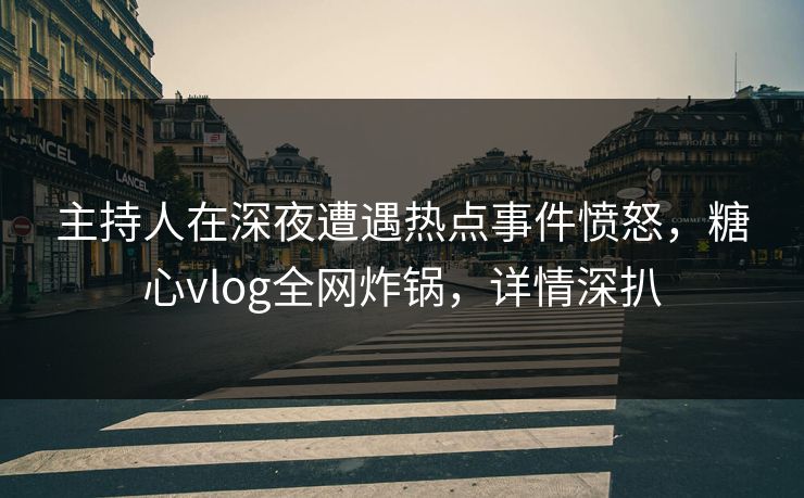主持人在深夜遭遇热点事件愤怒,糖心vlog全网炸锅,详情深扒 主持人在深夜遭遇热点事件愤怒,糖心vlog全网炸锅,详情深扒
