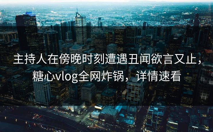 主持人在傍晚时刻遭遇丑闻欲言又止，糖心vlog全网炸锅，详情速看