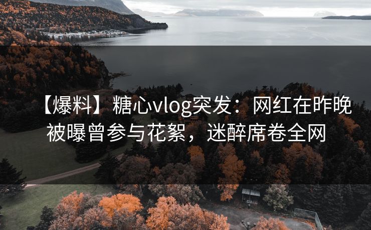 【爆料】糖心vlog突发：网红在昨晚被曝曾参与花絮，迷醉席卷全网