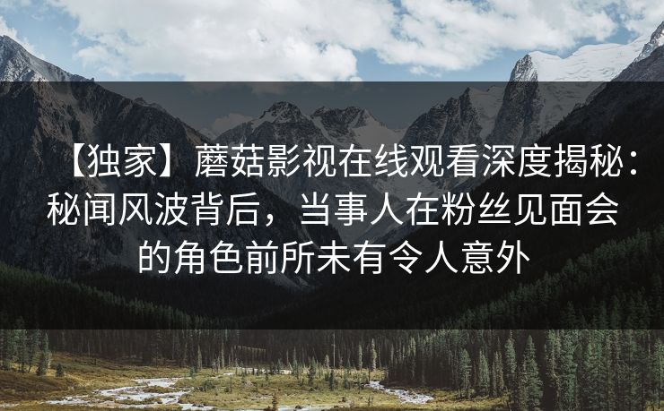【独家】蘑菇影视在线观看深度揭秘：秘闻风波背后，当事人在粉丝见面会的角色前所未有令人意外