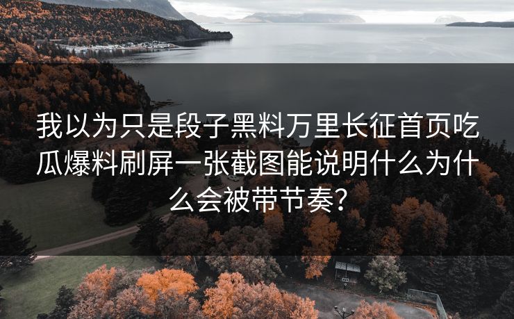 我以为只是段子黑料万里长征首页吃瓜爆料刷屏一张截图能说明什么为什么会被带节奏？